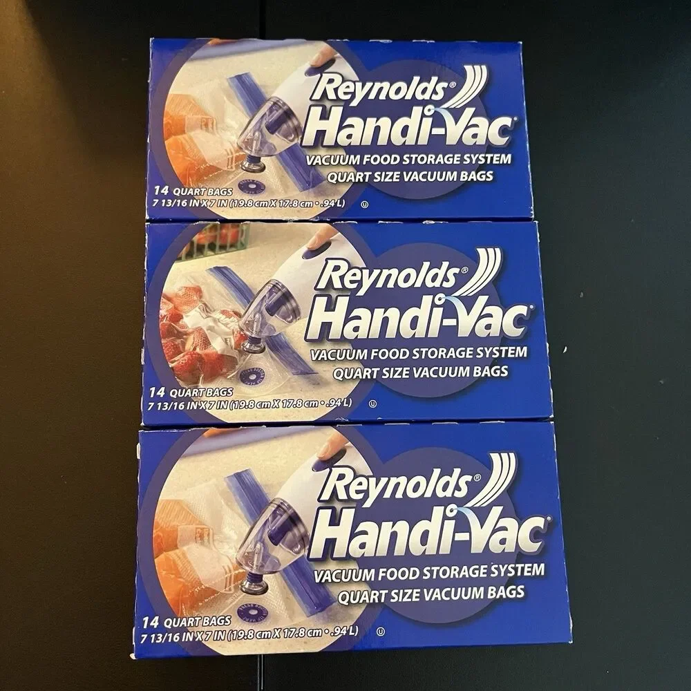Reynolds Handi-Vac Vacuum Food Storage System Quart Size Bags Lot of 3 -42 Bags